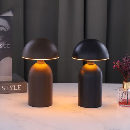 Black Modern Rechargeable Mushroom Table Lamp 23 cm - Metal Finish, SK195143