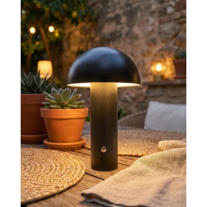 Black Wireless Mushroom LED Table Lamp 22 cm with Touch Dimming, SK195145