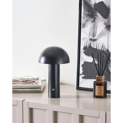 Black Wireless Mushroom LED Table Lamp 22 cm with Touch Dimming, SK195145