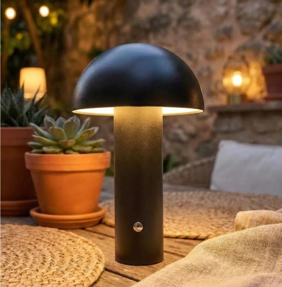 Black Wireless Mushroom LED Table Lamp 22 cm with Touch Dimming, SK195145