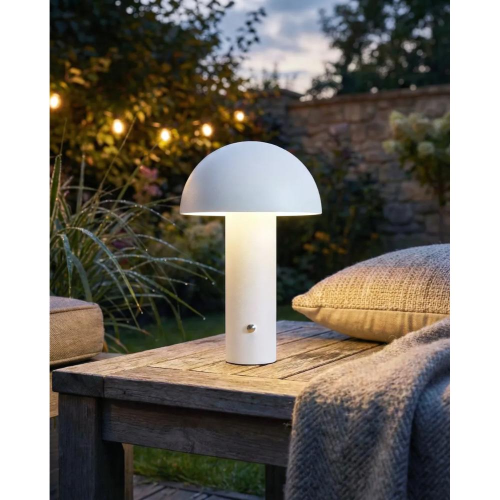 White Wireless Mushroom LED Table Lamp 22 cm with Touch Dimming, SK195146