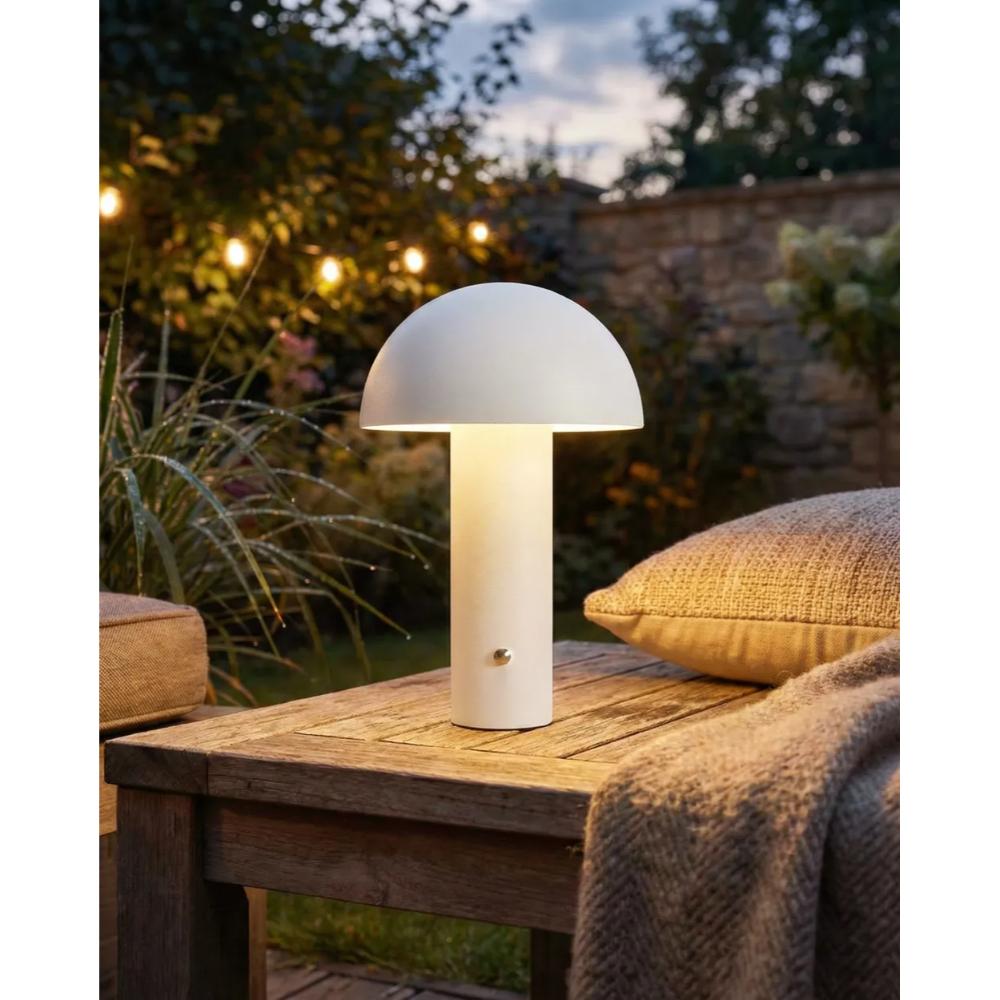 White Wireless Mushroom LED Table Lamp 22 cm with Touch Dimming, SK195146