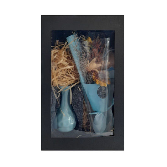 Kotobcity, Mini Decorative Flower Bouquet With Vase - Multicolours | Black Gift Box, Sk358