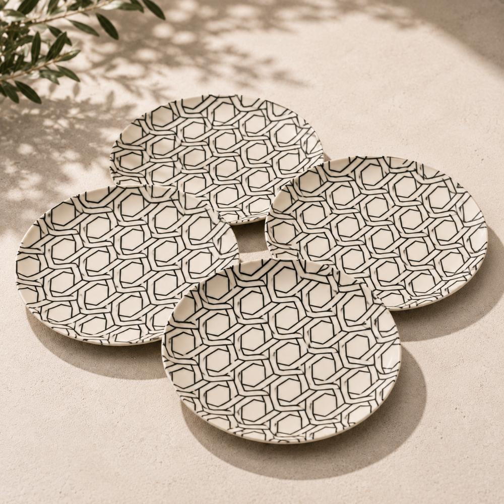 Eco Bamboo Fibre 18-Piece Dining & Serving Set | Geometric Pattern