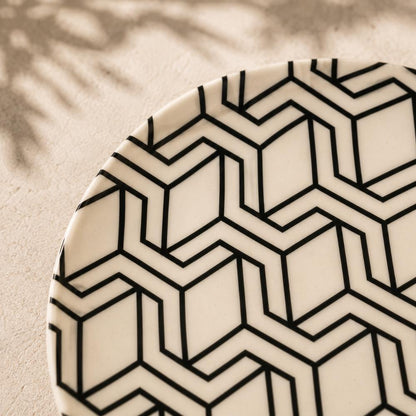 Eco Bamboo Fibre 18-Piece Dining & Serving Set | Geometric Pattern