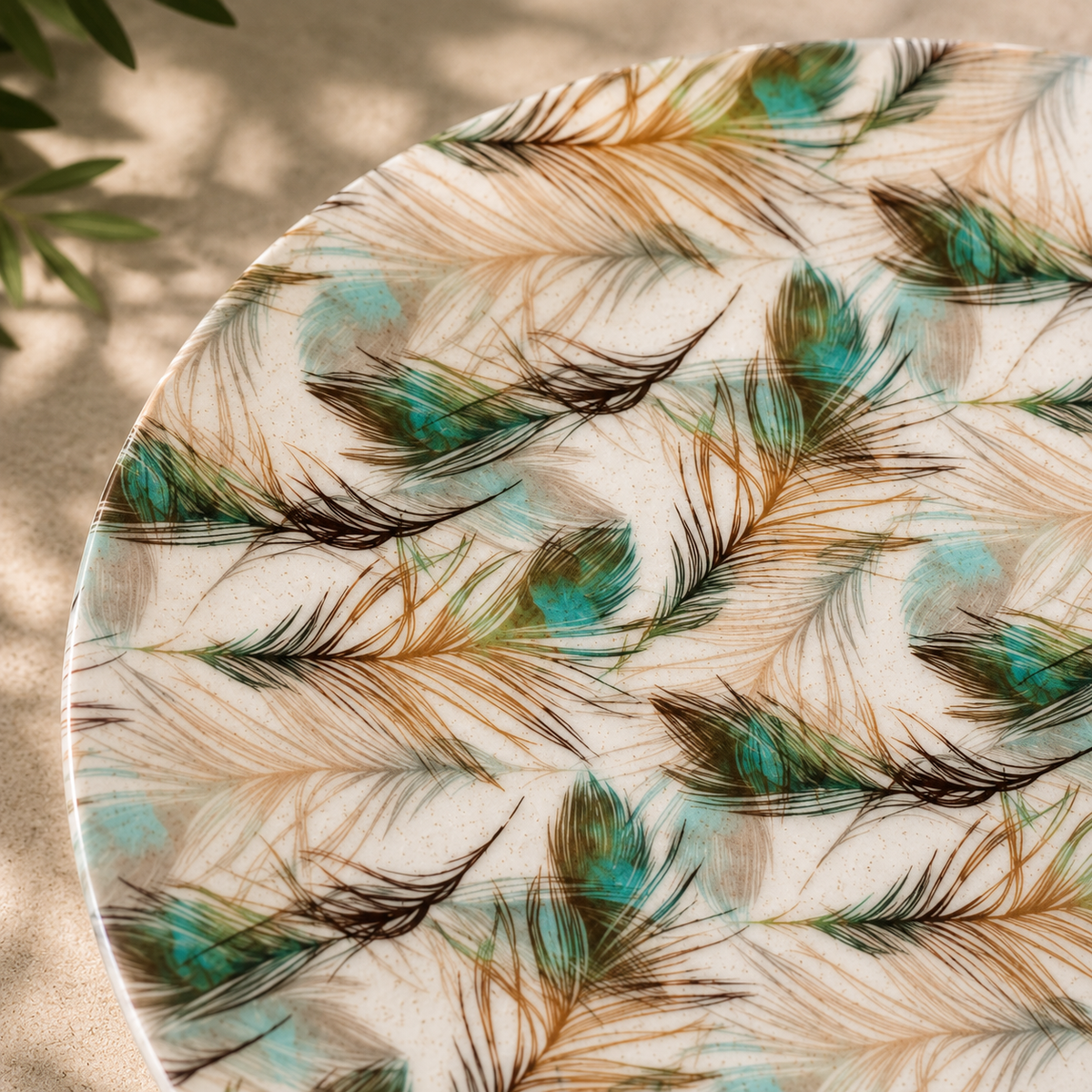 Eco Bamboo Fibre 18-Piece Dining & Serving Set | Feather Pattern