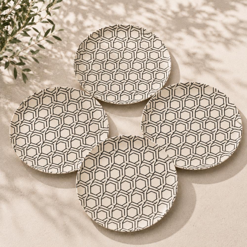 Eco Bamboo Fibre 18-Piece Dining & Serving Set | Geometric Pattern