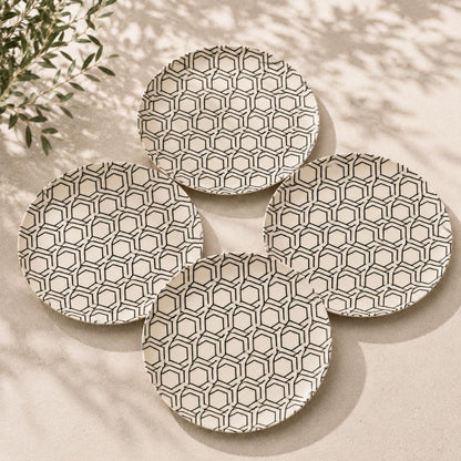 Eco Bamboo Fibre 18-Piece Dining & Serving Set | Geometric Pattern