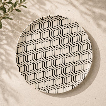 Eco Bamboo Fibre 18-Piece Dining & Serving Set | Geometric Pattern