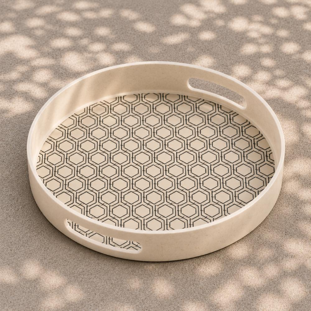 Eco Bamboo Fibre 18-Piece Dining & Serving Set | Geometric Pattern