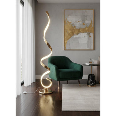 Modern Gold Spiral LED Floor Lamp 138 cm, Plug-In Ambient Lighting, SK861