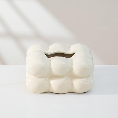 White Ceramic Tissue Box Cover - Refined Minimalist Decor Statement, SK867