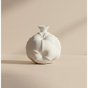White Textured Ceramic Decorative Vase, SK873