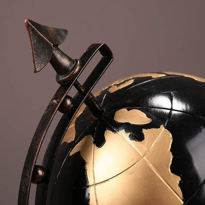 Black and Gold Globe Resin Sculpture 39 cm - Elegant World Decor Accent, SK888