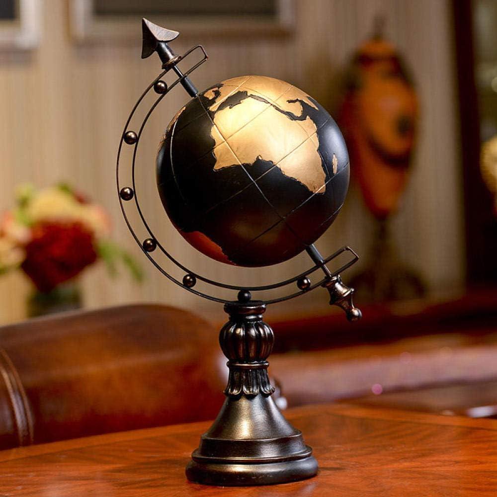 Black and Gold Globe Resin Sculpture 39 cm - Elegant World Decor Accent, SK888