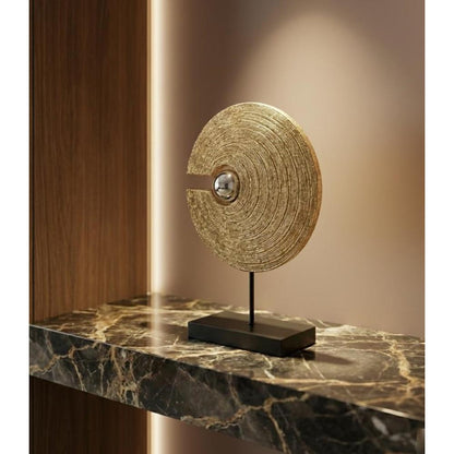 Modern Circular Resin Sculpture with Wood Texture 52 cm, SK902