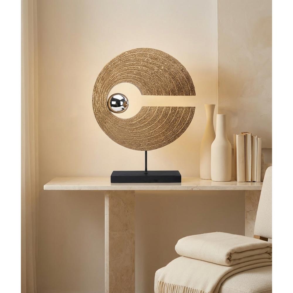Modern Circular Resin Sculpture with Wood Texture 41 cm, SK903