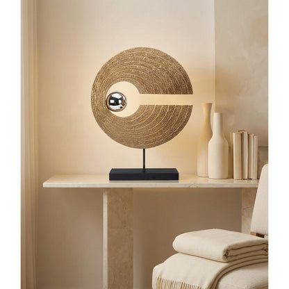 Modern Circular Resin Sculpture with Wood Texture 41 cm, SK903