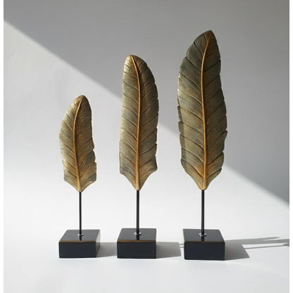 Gold Leaf Sculptures - Set of 3 Decorative Tabletop Accents, SK904