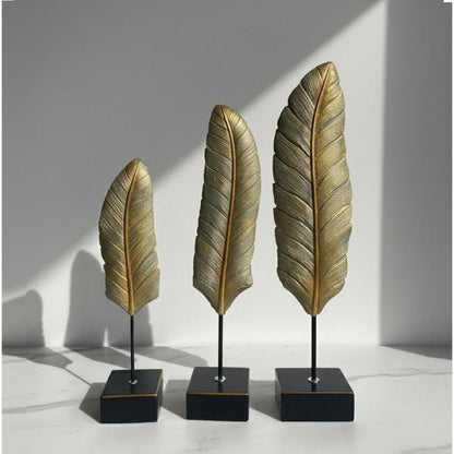 Gold Leaf Sculptures - Set of 3 Decorative Tabletop Accents, SK904