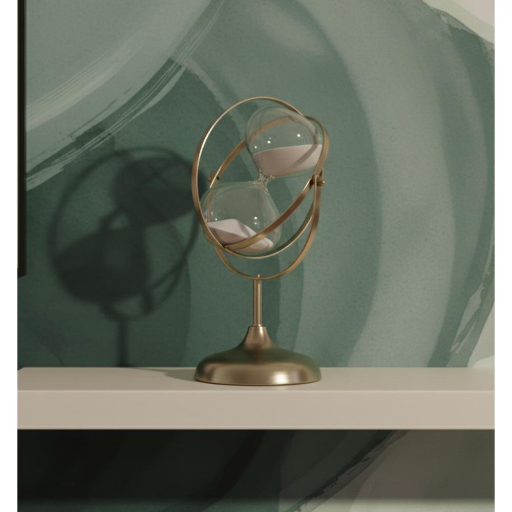 Antique Brass Rotating Sand Hourglass Timer - European Desk Decor, SK912