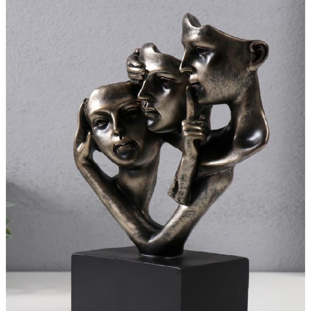 Silence Is Gold - No Hear, No See, No Speak,  Abstract Bronze Resin Art Sculpture 26 cm, SK915E