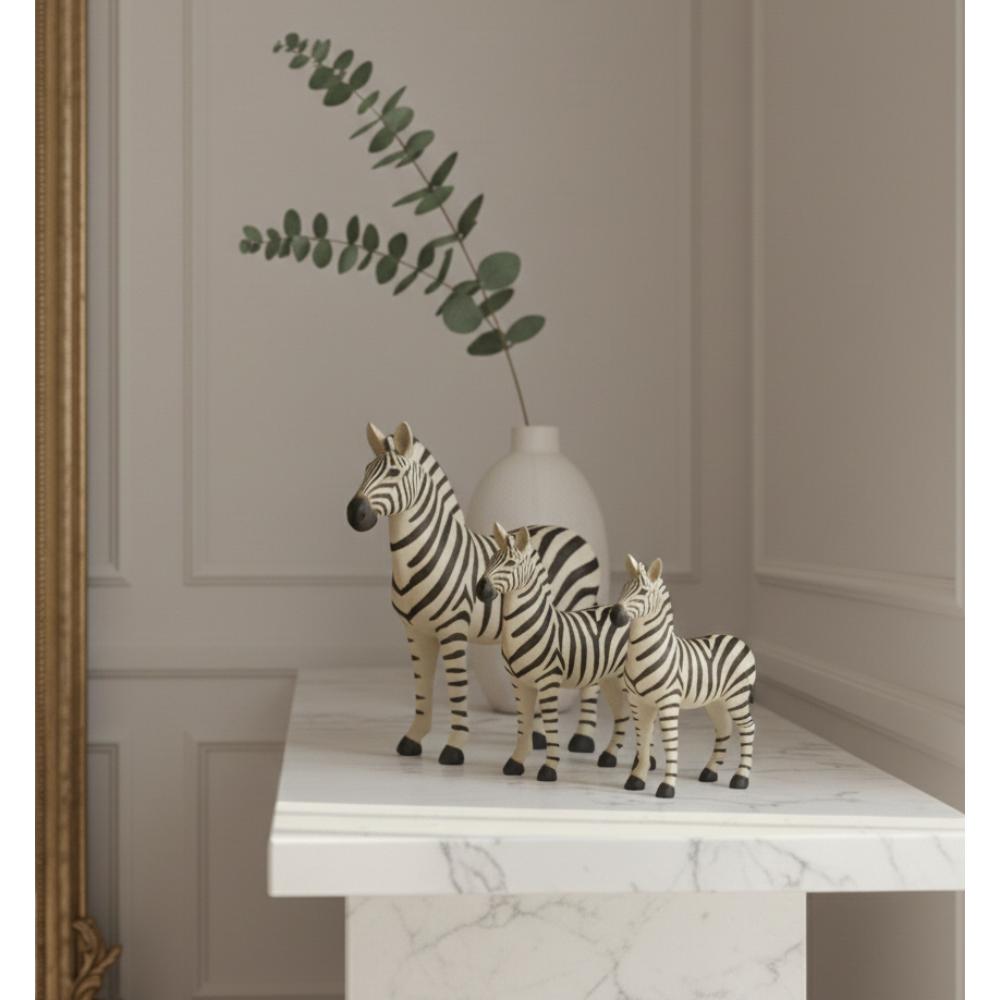 Set of 3 Zibra Horse Sculptures, Elegant Decorative Figurines for Home and Office, SK916