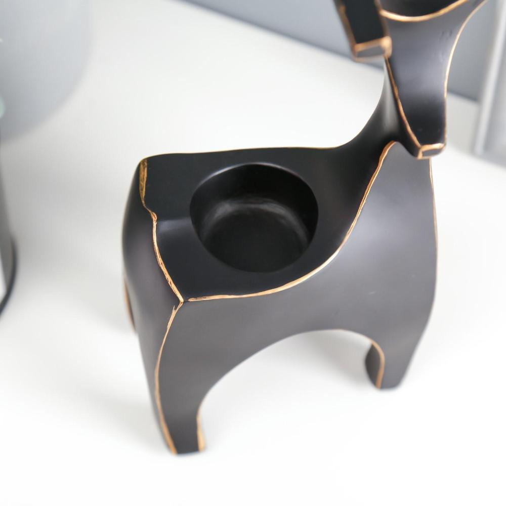 2-Piece Minimalist Deer Resin Tealight Holders ? Modern Accent Decor, SK917
