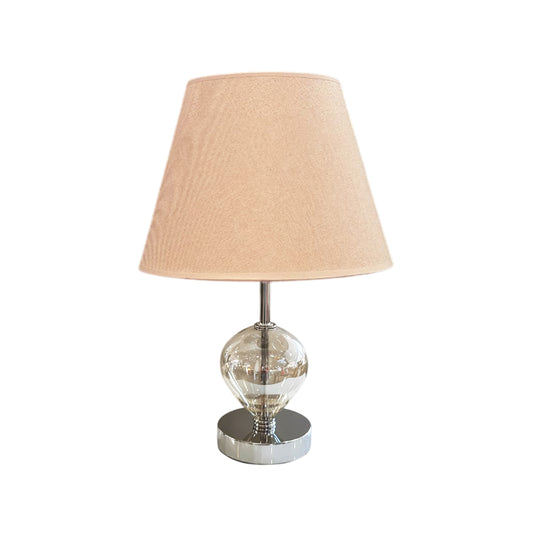Modern Metallic Glass Table Lamp with Beige Fabric Shade 24 cm, SK924BG