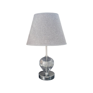 Modern Metallic Glass Table Lamp with Grey Fabric Shade 24 cm, SK924G