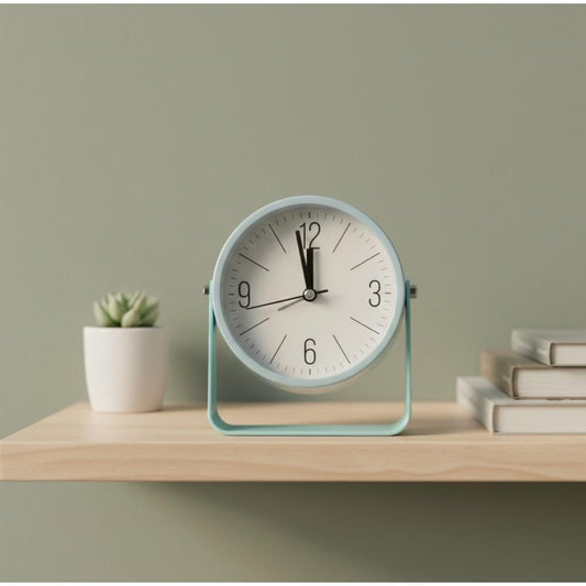 Pastel Blue Desk Clock - Silent Quartz, Modern Minimal Design, SK954