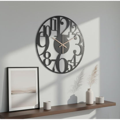 40 cm Modern Metal Wall Clock with Large Numbers - Silent Quartz, SK956