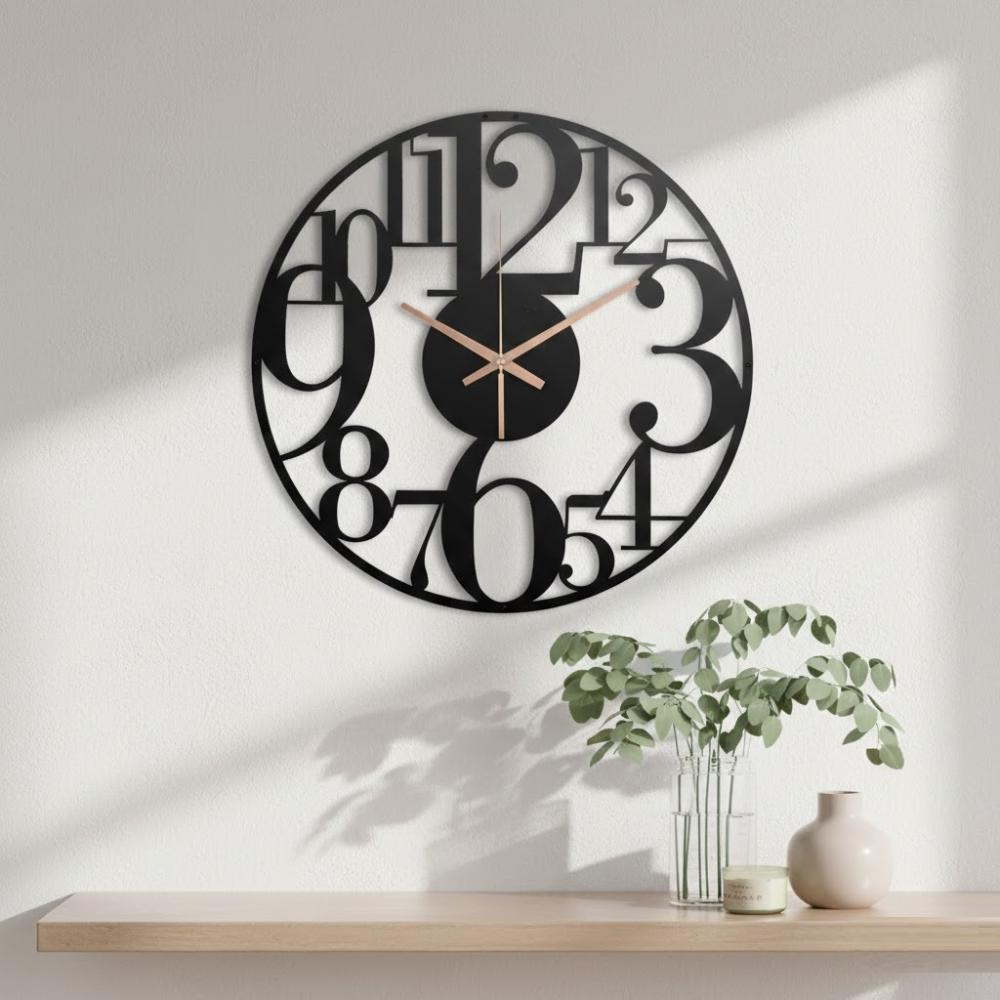 40 cm Modern Metal Wall Clock with Large Numbers - Silent Quartz, SK956