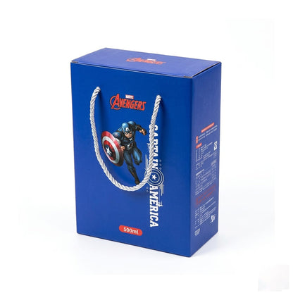 Disney Avengers Captain America Water Bottle 500ML, Stainless Steel, Threaded LID, Lightweight & Durable, Crack-Proof and Spill-Proof, Includes Protective Cover, SK979