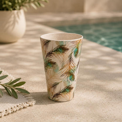 Eco Bamboo Fibre 4-Piece Cup Set | Feather Pattern, SK737F