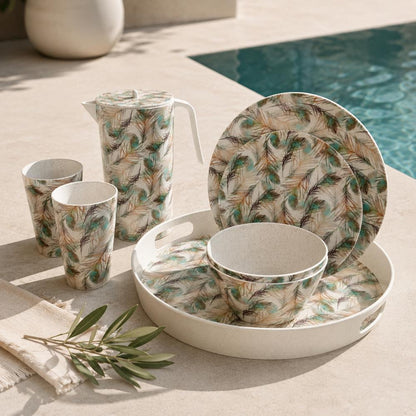 Eco Bamboo Fibre 4-Piece Cup Set | Feather Pattern, SK737F