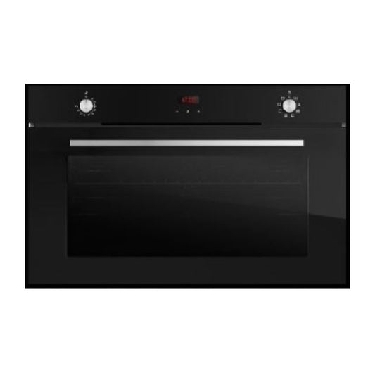 Smalvic, Oven 90x60cm Gas/Electric, Full Black, 2 Fans, Glass Black, SMA-F90GEB2F