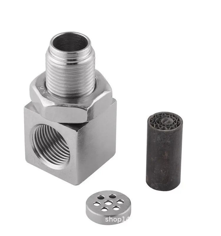 Iron Oxygen Sensor Adapter with Catalytic Converter - L Shaped