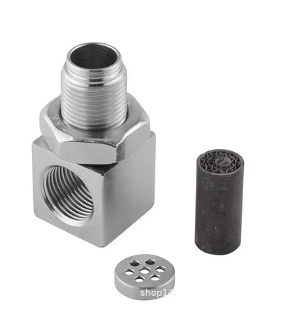 Iron Oxygen Sensor Adapter with Catalytic Converter - L Shaped