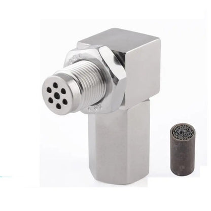 Iron Oxygen Sensor Adapter with Catalytic Converter - L Shaped
