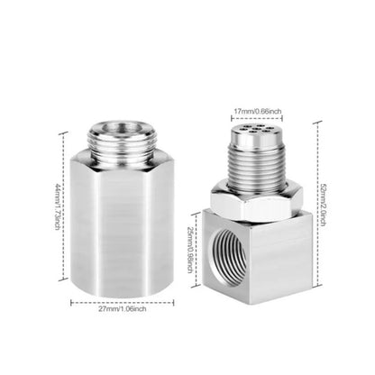 Iron Oxygen Sensor Adapter with Catalytic Converter - L Shaped