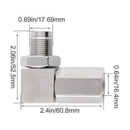Iron Oxygen Sensor Adapter with Catalytic Converter - L Shaped