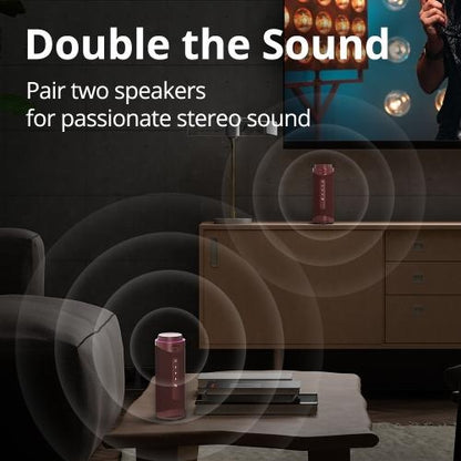 Tronsmart, T7 30W Waterproof Bluetooth Portable Outdoor Speaker With Built In Battery And Vibrant Led Modes 1030841 Dark Red