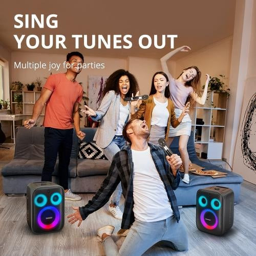 Tronsmart, Halo 200 120W Karaoke Bluetooth Party Speaker + 2 Wireless Microphone, With Soundpulse Audio & Built-In Powerbank, Up To 18 Hours Of Playtime 968233