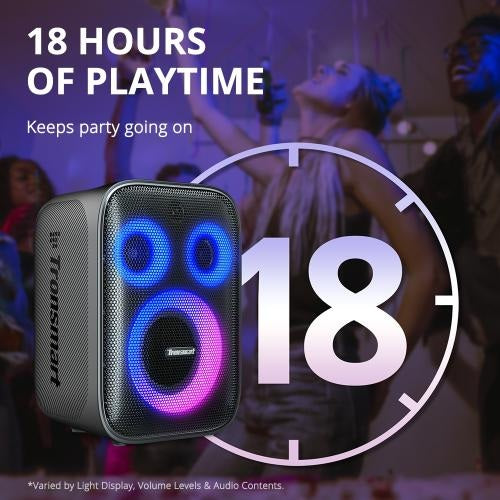 Tronsmart, Halo 200 120W Karaoke Bluetooth Party Speaker + 2 Wireless Microphone, With Soundpulse Audio & Built-In Powerbank, Up To 18 Hours Of Playtime 968233