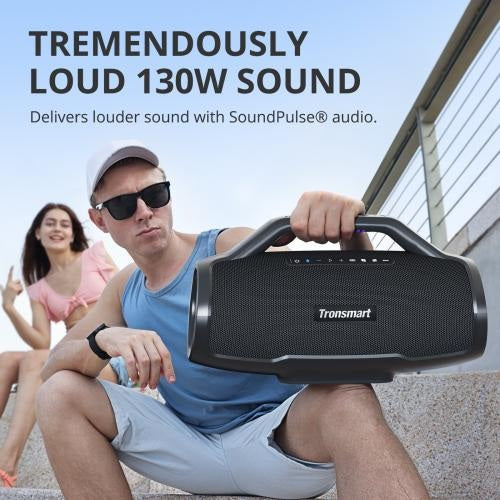Tronsmart, Bang Max 130W Portable Party Speaker With Built In Power Bank And Customized Led, Up To 24 Hours Playtime 995053