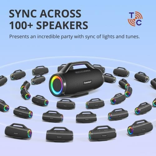 Tronsmart, Bang Max 130W Portable Party Speaker With Built In Power Bank And Customized Led, Up To 24 Hours Playtime 995053