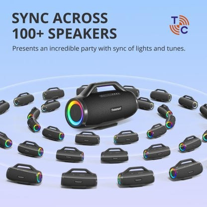 Tronsmart, Bang Max 130W Portable Party Speaker With Built In Power Bank And Customized Led, Up To 24 Hours Playtime 995053