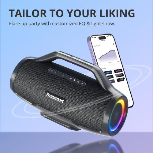 Tronsmart, Bang Max 130W Portable Party Speaker With Built In Power Bank And Customized Led, Up To 24 Hours Playtime 995053