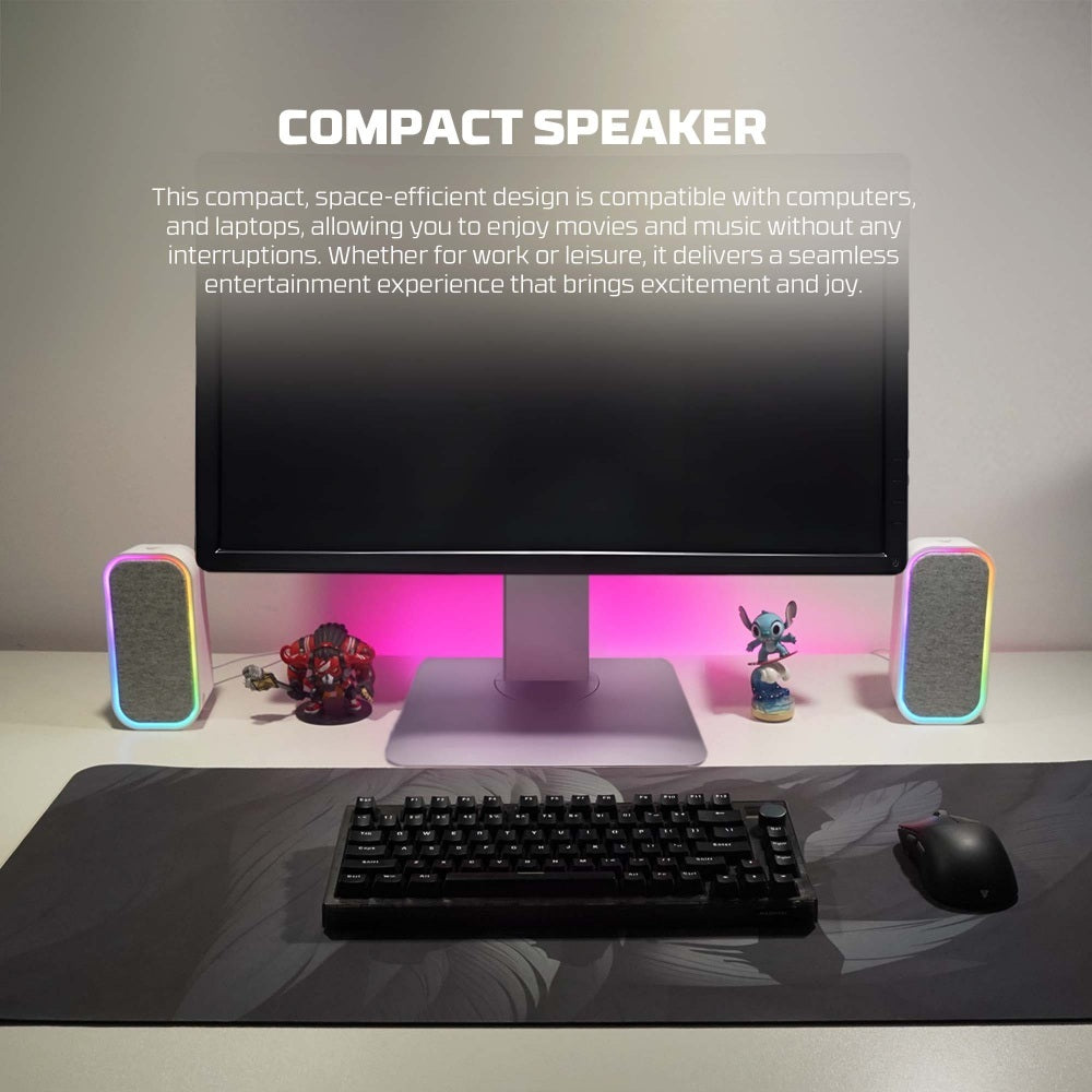 Fantech, Gs304 Groove Dual Mode (Wired & Bluetooth) Rgb Gaming Speaker, 6W 2' Tuned Drive, Deep Bass Boost